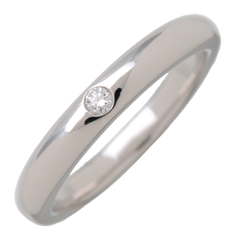 Tiffany & Co Stacking Band 1P Diamond Platinum Ring Silver